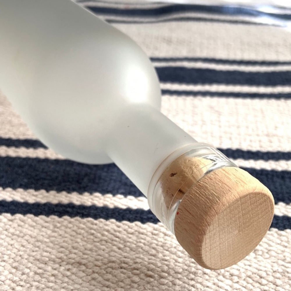 Frosted Glass Bottle With Wood Cork / White Frosted Glass Bottle / Glass Bottle